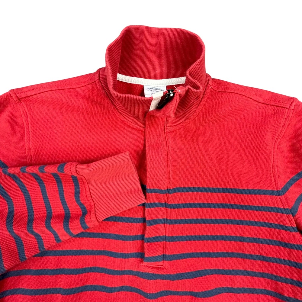 Brooks Brothers Quarter Zip Mens S‎ Red Navy Stripe Pullover Sweatshirt Comfort